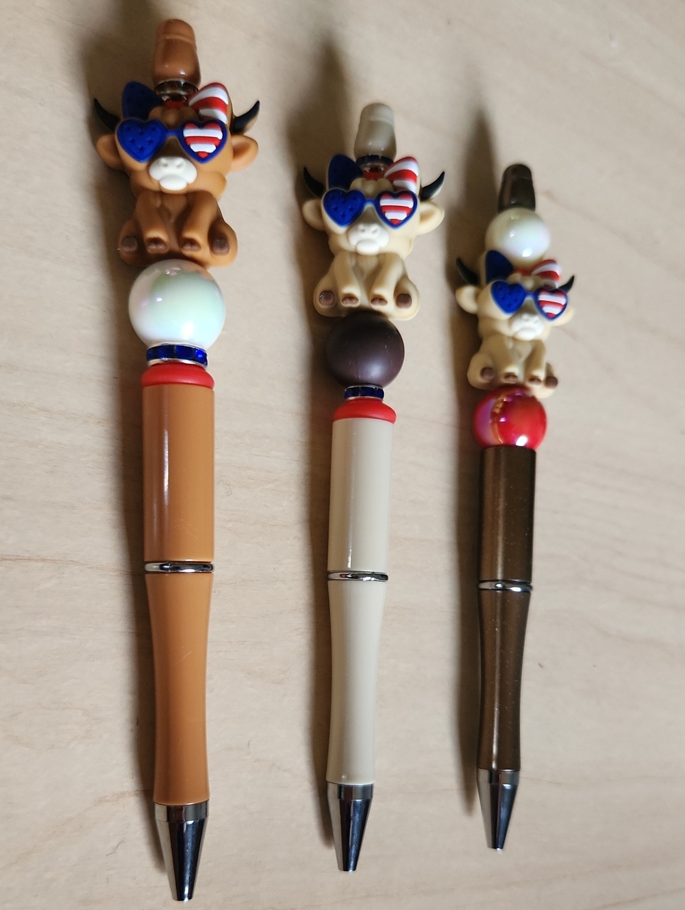 💥Red, White, And MOO!💥 Choice Of Highland Cow Beaded Pens, IndePENdence Day